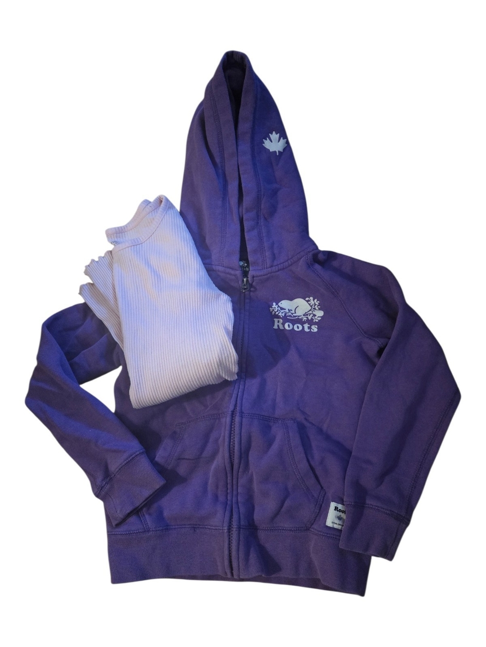 Roots Kids Purple Zip-Up Hoodie with White Logo -**Free With Purchase**